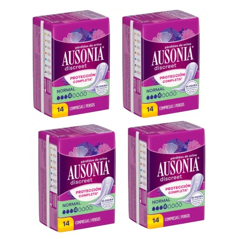 AUSONIA Discreet Normal Compress for Urine Loss for Women【PACK】4x14 units AUSONIA Discreet Normal Compress for Urine Loss for Women【PACK】4x14 units