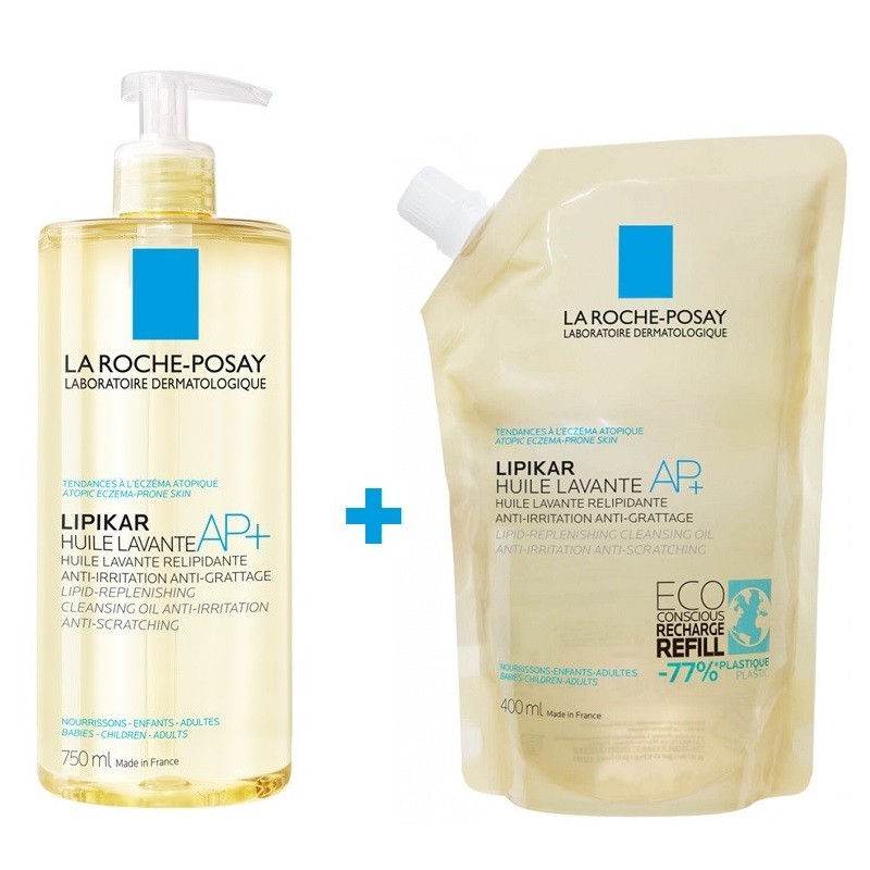 LIPIKAR AP+ Cleansing Oil (750ml) + Eco Recharge 400ml