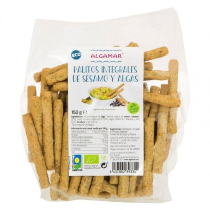 Algamar Palitos de Gergelim e Algas Marinhas com Azeite 150 gr Algamar Palitos de Gergelim e Algas Marinhas com Azeite 150 gr