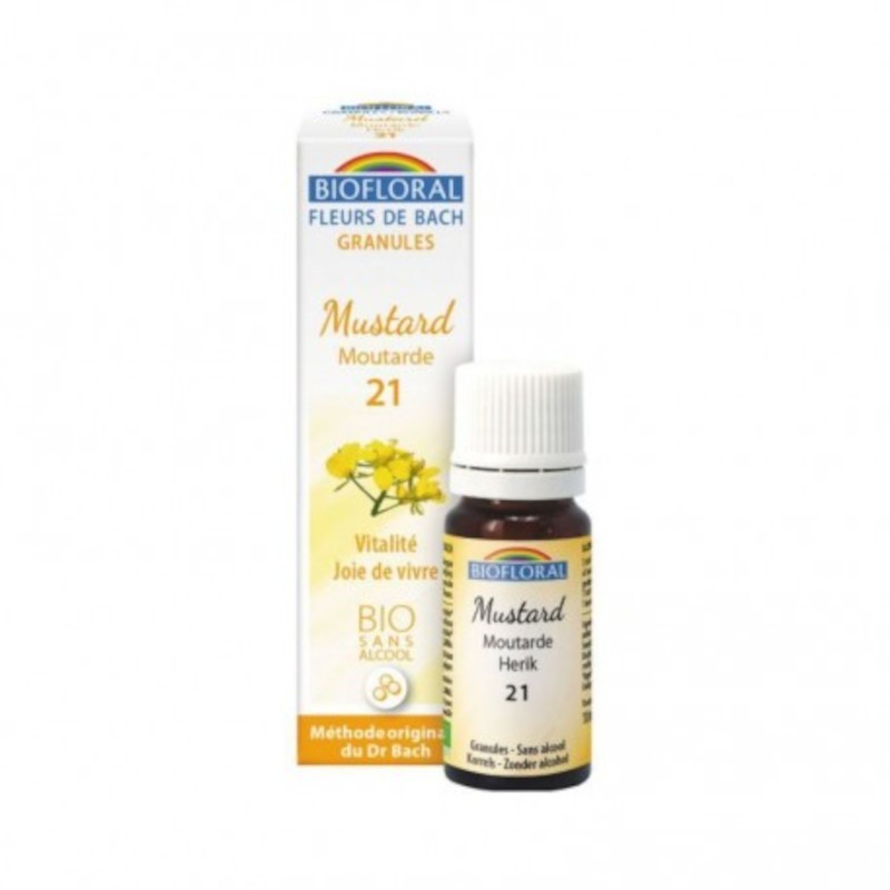 Biofloral Mustard - Mustard 21 (Vitality and Joy of Living) Bio Bach Flowers Alcohol-Free Granules 9 gr Biofloral Mustard - Mustard 21 (Vitality and Joy of Living) Bio Bach Flowers Alcohol-Free Granules 9 gr