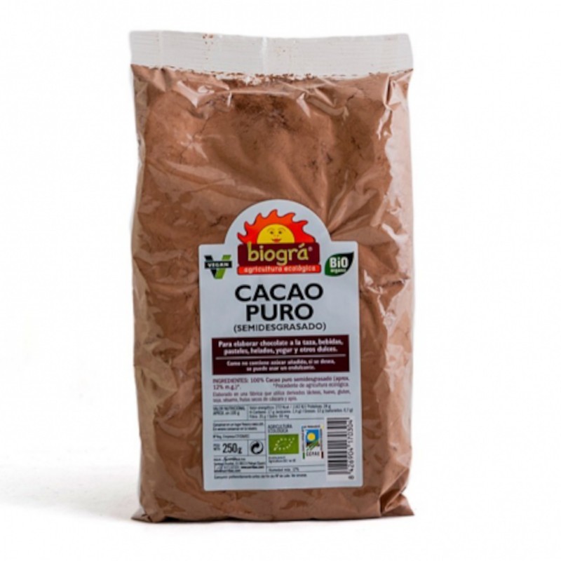 Biogra Cacao Puro Semidesgrasado en Polvo Bio 250 g