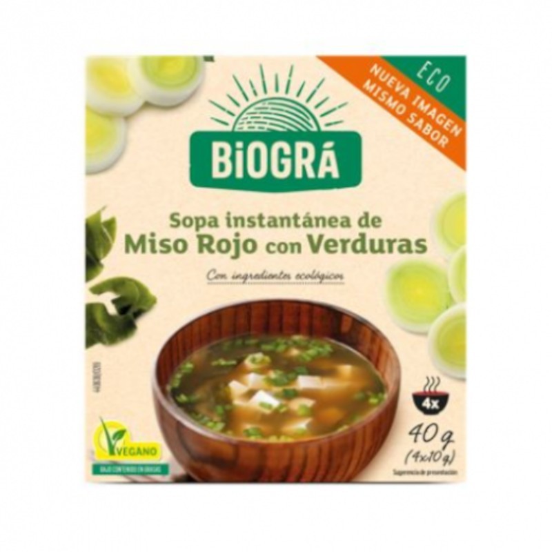 Biogra Sopa de Miso Rojo con Verduras 40 g