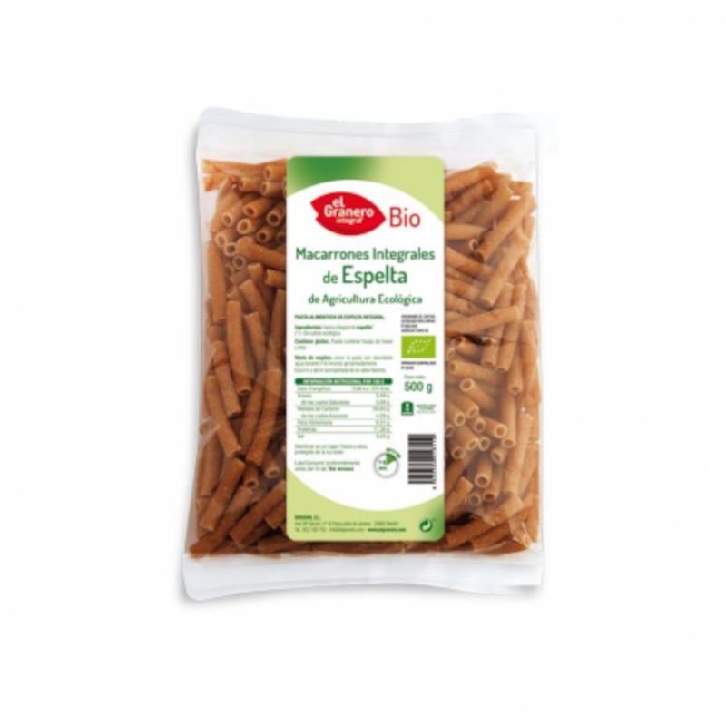 El Granero Integral Bio Macaroni d'Épeautre Entier 500 gr El Granero Integral Bio Macaroni d'Épeautre Entier 500 gr