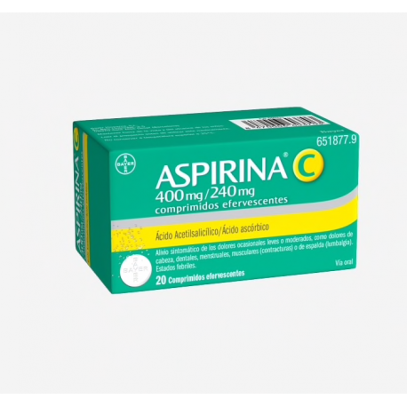 BAYER Aspirina C 400/240mg 20 Comprimidos Efervescentes