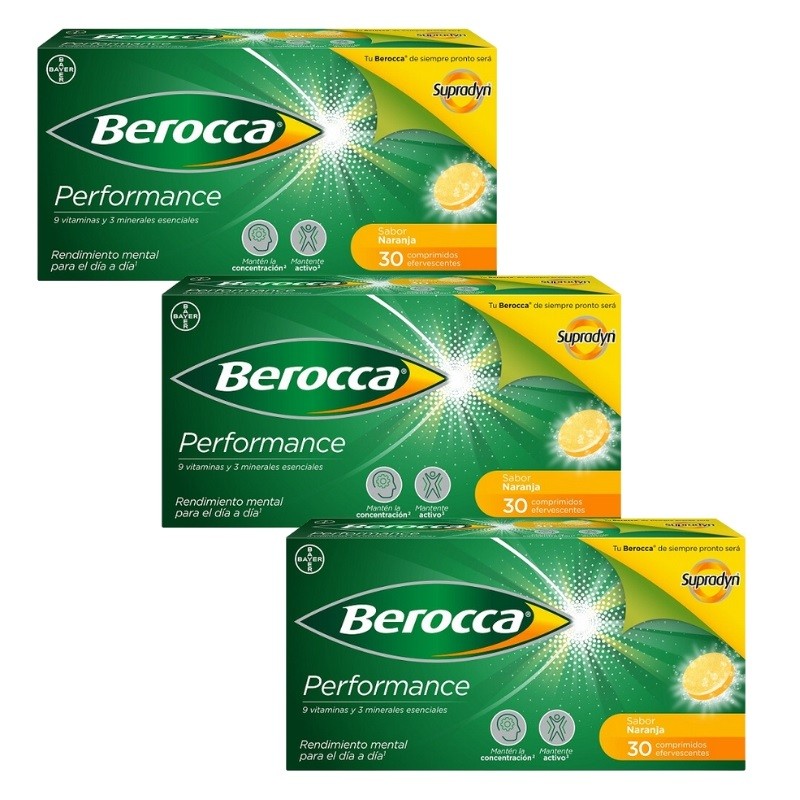 BEROCCA Performance Naranja TRIPLO 3x30 Comprimidos Efervescentes