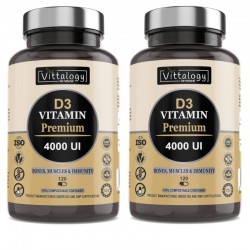 Vittalogy D3 Vitamin Premium 4000UI 2x120 Cápsulas【PACK AHORRO】