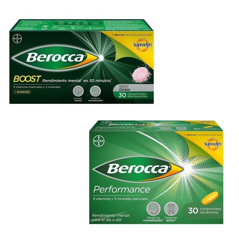 BEROCCA Performance 30 comprimidos + Boost 30 comprimidos efervescentes