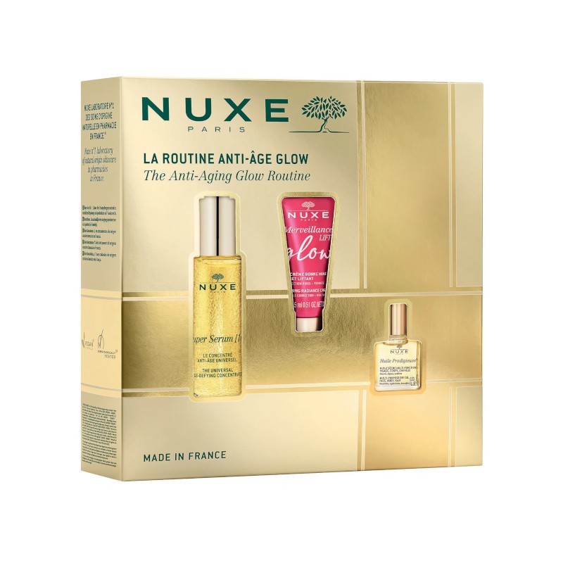 Nuxe Anti-Aging Glow Routine: Super Serum [10] 30ml + Merveillance Lift Glow 15ml + Huile Prodigieuse 10ml