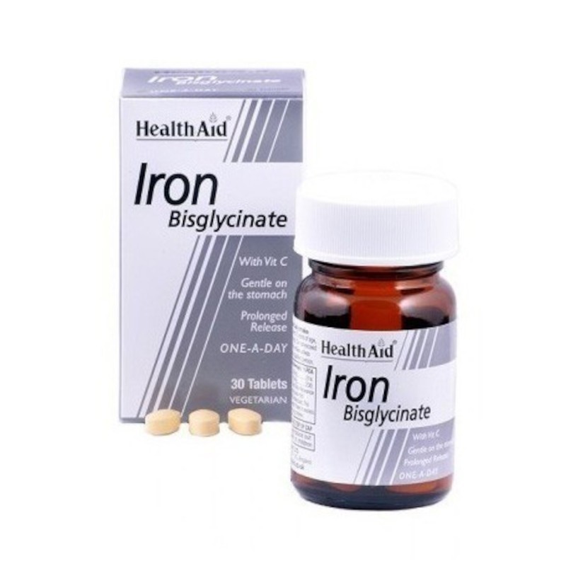 Health Aid Eisen (Eisenbisglycinat + Vitamin C) 30 mg 30 Tabletten Health Aid Eisen (Eisenbisglycinat + Vitamin C) 30 mg 30 Tabletten