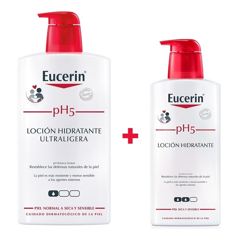 EUCERIN Pack PH5 Lotion Hydratante Ultra Légère 1000ml + Lotion Hydratante 400ml【Peaux Sensibles et Sèches】