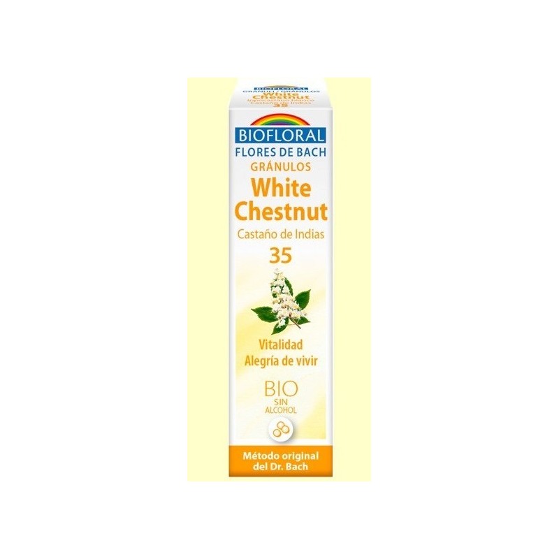Biofloral White Chestnut - Horse Chestnut 35 (Vitality and Joy of Living) Bio Bach Flowers Alcohol-Free Granules 9 g