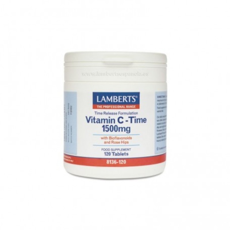 Lamberts Vitamine C Time 1500 mg avec bioflavonoïdes (libération prolongée) 120 comprimés