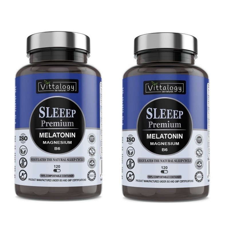 Vittalogy Melatonin Sleep Premium 2x120 capsule【PACCHETTO RISPARMIO】 Vittalogy Melatonin Sleep Premium 2x120 capsule【PACCHETTO RISPARMIO】