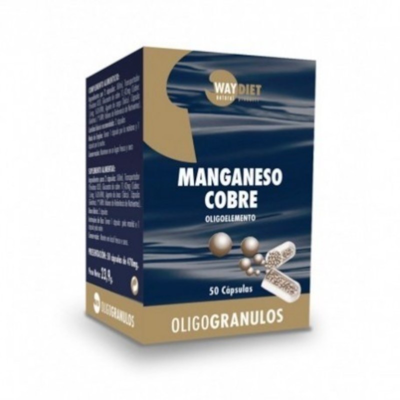 Oligogrânulos de cobre e manganês Waydiet 50 cápsulas Oligogrânulos de cobre e manganês Waydiet 50 cápsulas