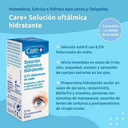 CARE+ Solución Oftálmica Hidratante 0,2% Ácido Hialurónico + Toallitas Oftálmicas