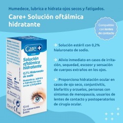 CARE+ Solution Ophtalmique Hydratante 0,2% Acide Hyaluronique + Lingettes