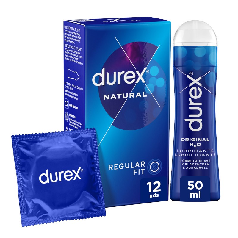 Pack Préservatifs Naturels DUREX 12 unités + Lubrifiant Play Original H2O 50 ml