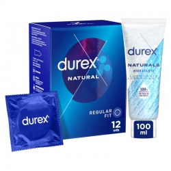 DUREX Natural Condom Pack 24 units + Naturals Moisturizing Lubricant 100ml