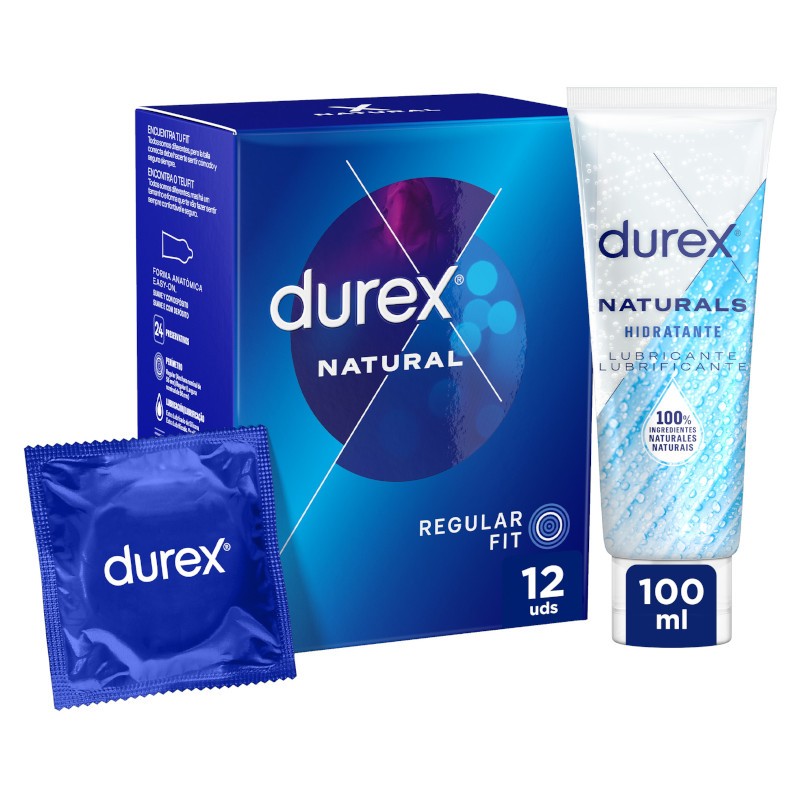 Pack Préservatifs Naturels DUREX 24 unités + Lubrifiant Hydratant Naturel 100 ml