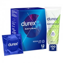 Pack de 24 préservatifs DUREX Natural + lubrifiant Naturals H2O 100 ml
