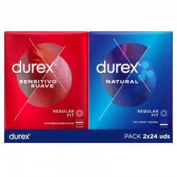 DUREX Pack de Preservativos Naturais 24 unidades + Soft Sensitive 24 unidades