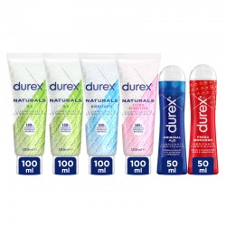 DUREX Pack Lubricantes Naturals H2O + Naturals Hidratante + Naturals Sensitivo + Play Original H2O + Play Fresa