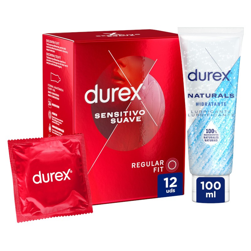 DUREX Pack Preservativo Sensitivo Suave 24uds + Lubricante Naturals Hidratante 100ml