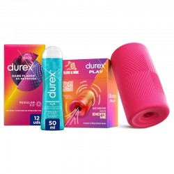 DUREX Pack Masturbador 1 unidade + Lubrificante Fresh Effect 50ml + Give Me Pleasure 12 unidades