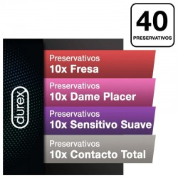 Préservatifs mixtes Durex Fun Explosion Saveur Fraise, Give Me Pleasure, Soft Sensitive et Total Contact 40 unités