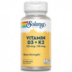 Vitamine D3+K2 Solaray - Gélules 120V