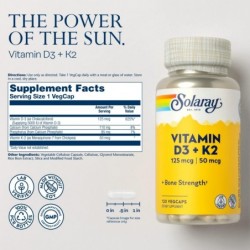 Solaray Vitamin D3 + K2 120 Capsules 【ONLINE OFFER】