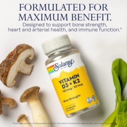 Solaray Vitamin D3 + K2 120 Capsules 【ONLINE OFFER】