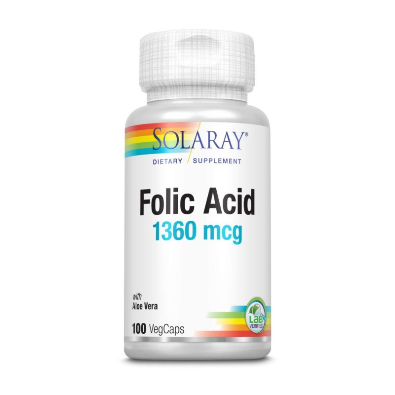 Solaray Acido Fólico 800 mcg 100 Cápsulas