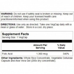 Solaray Acido Fólico 800 mcg 100 Cápsulas 【OFERTA ONLINE】