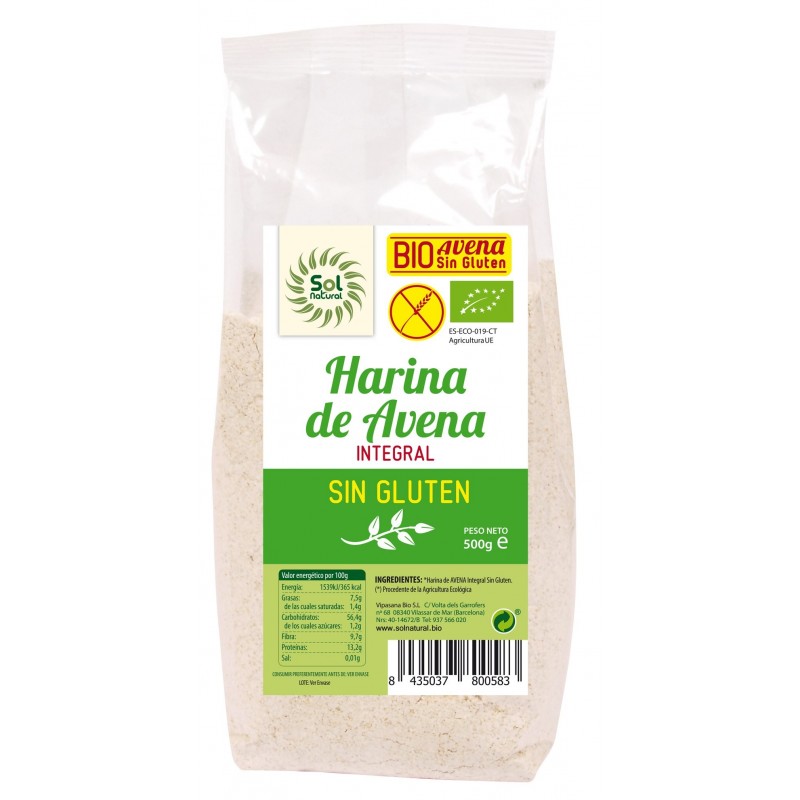 Farine d'avoine Solnatural S/Gl Bio 500g