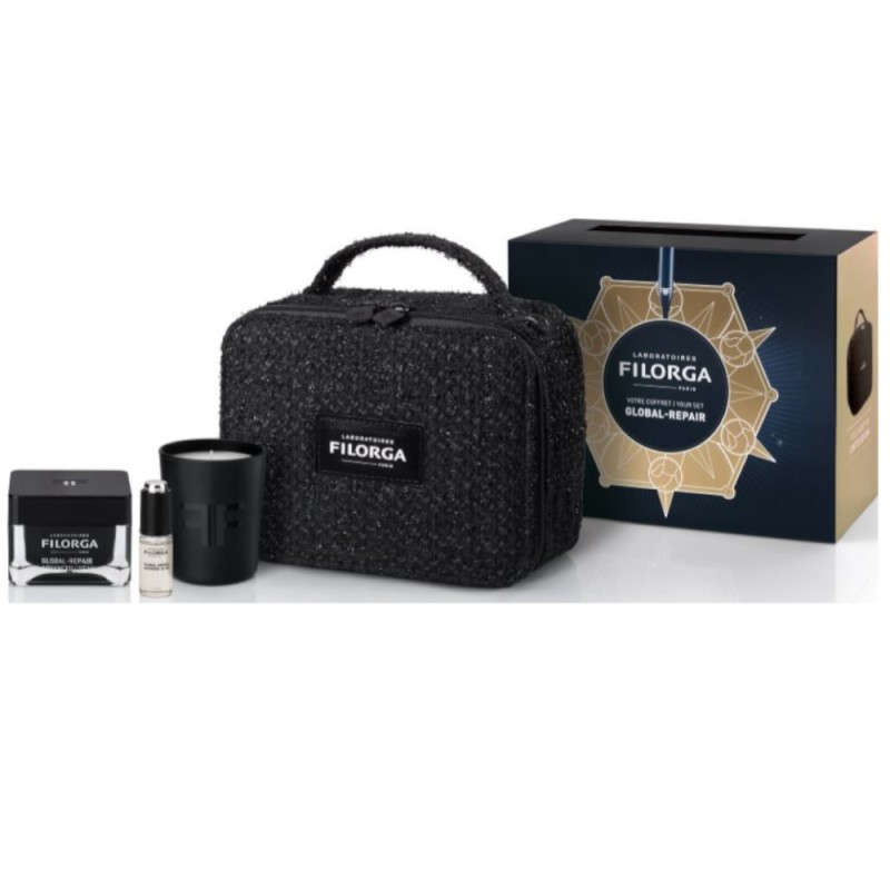 FILORGA Advanced Global Cream 50ML + Elixir 7ml + Candle + Toiletry Bag FILORGA Advanced Global Cream 50ML + Elixir 7ml + Candle + Toiletry Bag