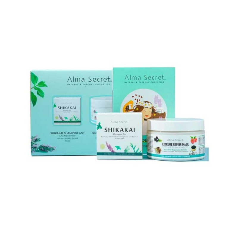 Alma Secret Pack Capilar: Extreme Repair Mask + Champú Sólido Shikakai 250 ml + 85g 【OFERTA ONLINE】 Alma Secret Pack Capilar: Extreme Repair Mask + Champú Sólido Shikakai 250 ml + 85g 【OFERTA ONLINE】