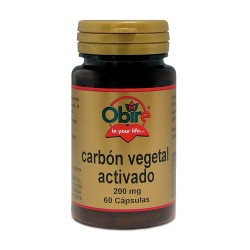 Obire Activated Vegetable Charcoal 200 mg 60 Capsules