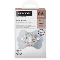 SUAVINEX SX Pro Chupeta Silicone Wonder Butterfly Flores Azuis 0-6 Meses