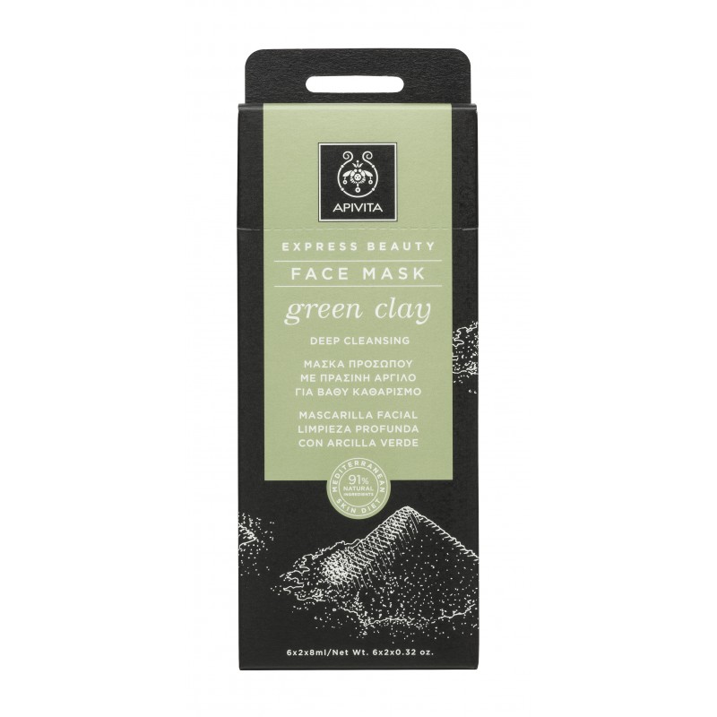 Apivita Máscara Facial Limpeza Profunda Argila Verde 2x8ML