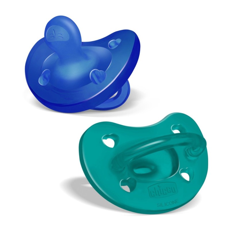 CHICCO Lot de 2 tétines en silicone souple Physio Bleu et vert 16-36 mois (tout en caoutchouc) CHICCO Lot de 2 tétines en silicone souple Physio Bleu et vert 16-36 mois (tout en caoutchouc)