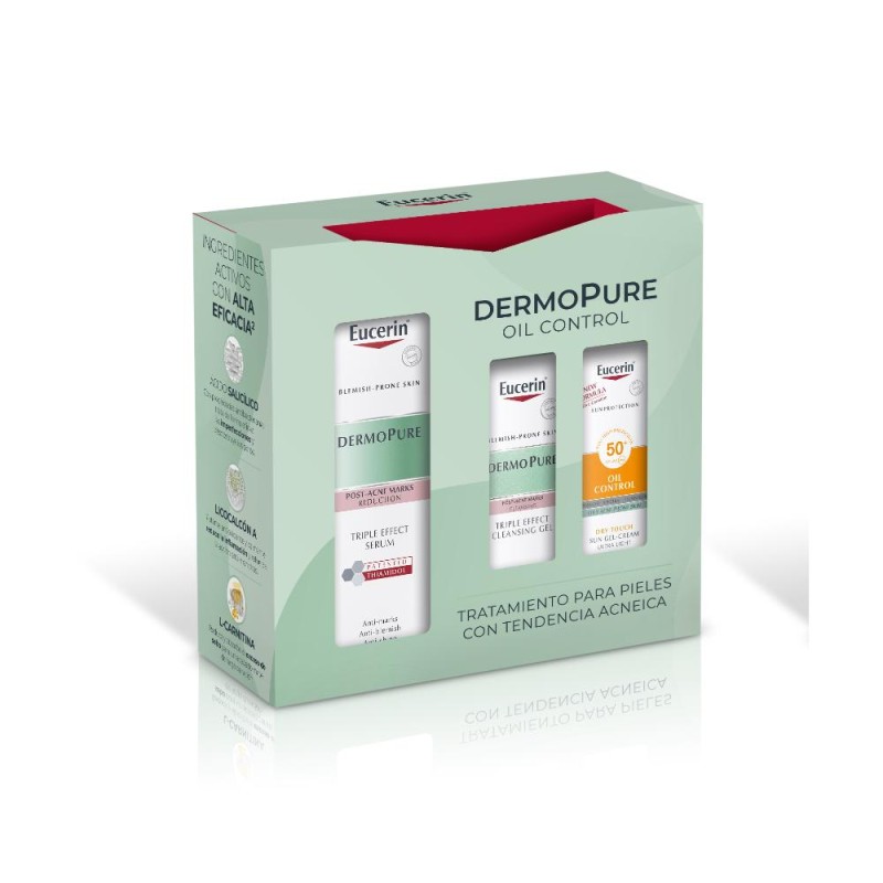 Eucerin Pack Dermopure Triple Efecto Sérum 40ml + Mini Gel 20ml + Mini Sun Face Oil Control 20ml
