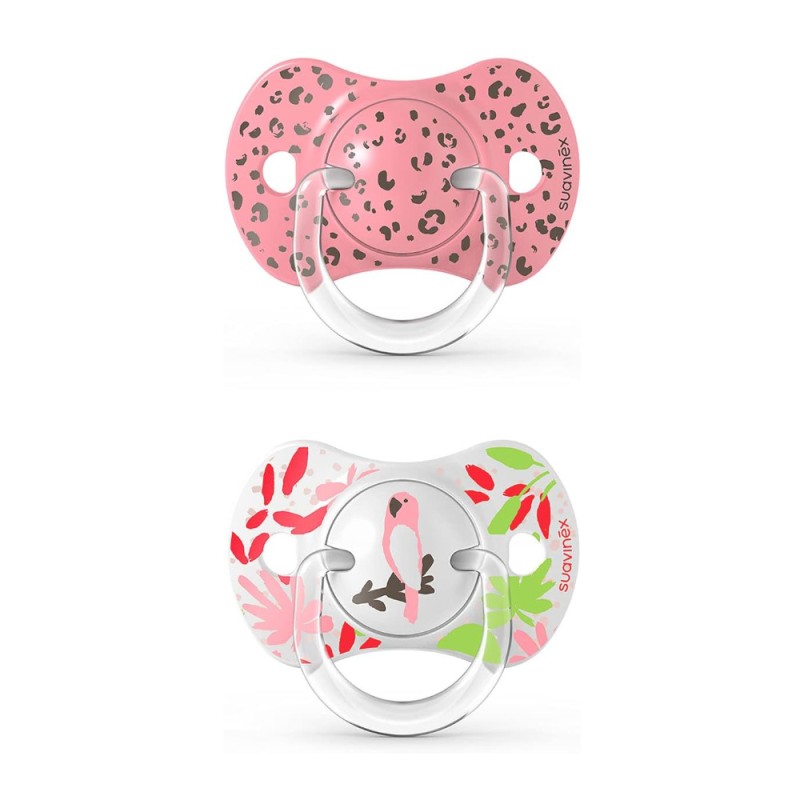 SUAVINEX SX Pro Pacifier Physiological Silicone Teat 0-6 Months 2 Units (Jungle Pink)