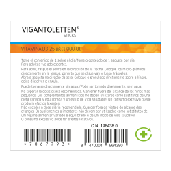 VIGANTOLETTEN Vitamina D3 Sticks Duplo 2x30 Unidades