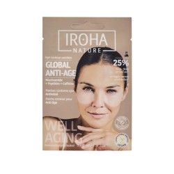 IROHA NATURE Parches de Ojos Tisú con Niacinamida, Cafeína y Péptidos 2uds