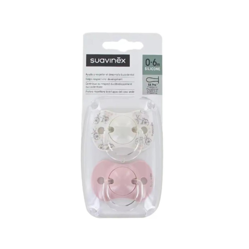 SUAVINEX SX Pro Pacifier Physiological Silicone Teat 0-6 Months 2 Units Pink Bikes SUAVINEX SX Pro Pacifier Physiological Silicone Teat 0-6 Months 2 Units Pink Bikes
