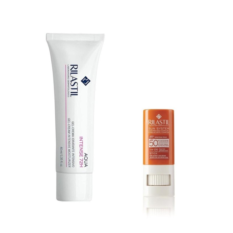 RILASTIL Pack Aqua Intense 72h Gel-Cream 40ml + Sun System Stick Transparent SPF50+ 8.5 g
