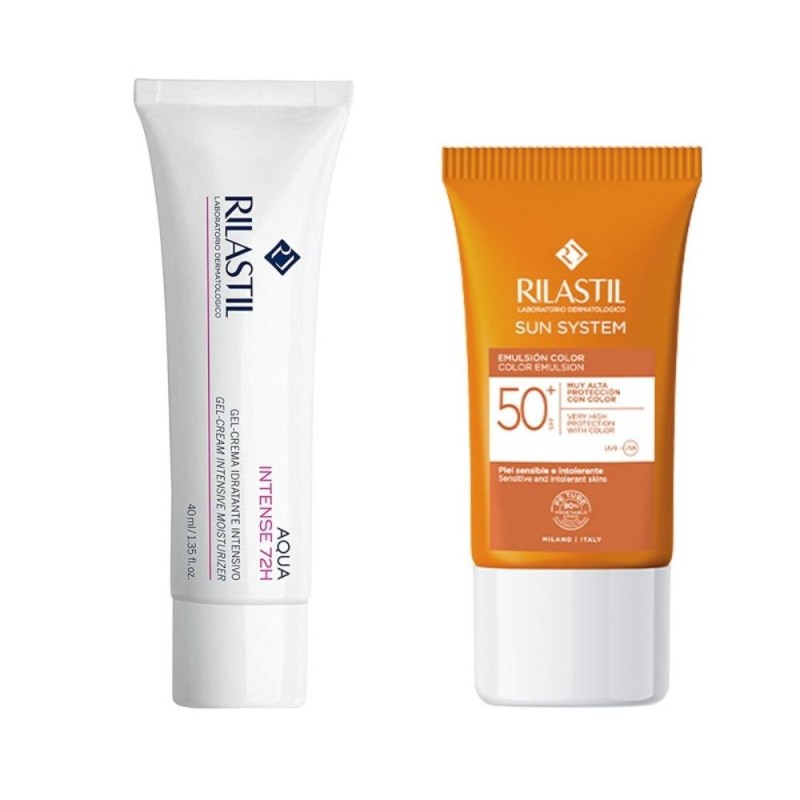 RILASTIL Pack Aqua Intense 72h Gel-Cream 40ml + Sun System 50+ Color 50ml