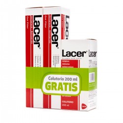 LACER Dentifrice au Fluor 125ML + 125ML + Rince-bouche GRATUIT 200 ML