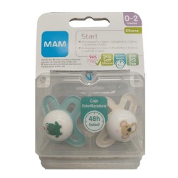 MAM Start Silicone Pacifier 0-2M Frog Bear 2 Units